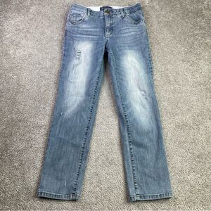 Democracy Ab Solution Jeans Womens 4 Light Wash Distressed Stretch Slim Straight